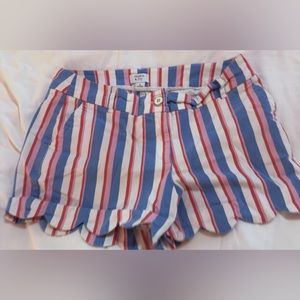Crown and Ivy- red, white, blue striped- size 8 shorts